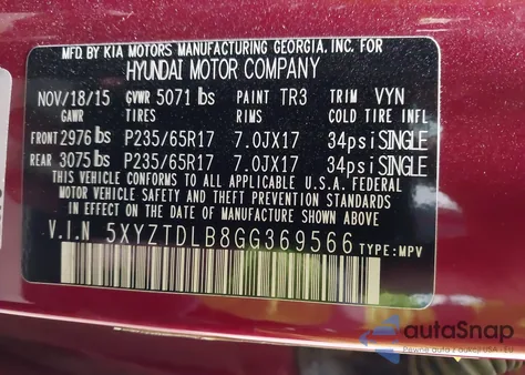 2016 Hyundai Santa Fe Sport из США, поврежденный, VIN 5XYZTDLB8GG369566